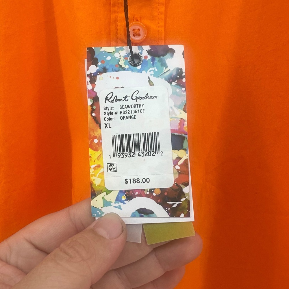 Robert Graham Seaworthy Button Down Shirt Mens XL Orange Classic Fit RS221051CF - Picture 7 of 16